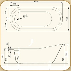 Magliezza Чугунная ванна Gracia 170x76 (ножки хром) – фотография-9